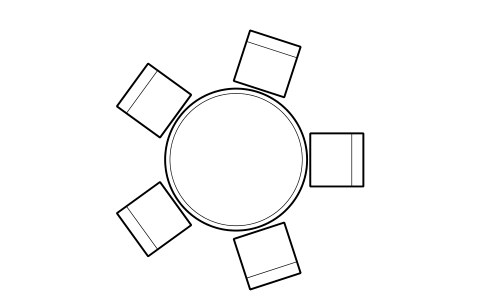 Preview of the Round table for 5, 1200 dia symbol, block HTL_TABLE_ROUND_5