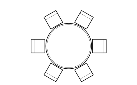 Preview of the Round table for 6, 1500 dia symbol, block HTL_TABLE_ROUND_6