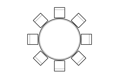 Preview of the Round table for 8, 1800 dia symbol, block HTL_TABLE_ROUND_8