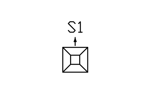 Square diffuser, 1-way sembolünün önizlemesi, blok HV_DIFF_SQ_1WAY