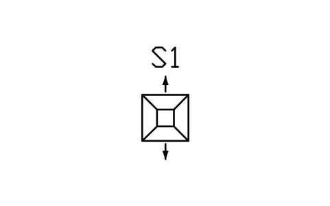 Square diffuser, 2-way opposite sembolünün önizlemesi, blok HV_DIFF_SQ_2WAY