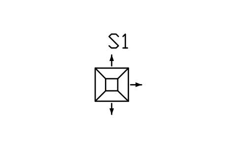 Square diffuser, 3-way sembolünün önizlemesi, blok HV_DIFF_SQ_3WAY