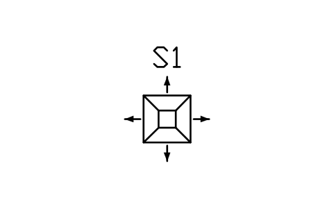Square diffuser, 4-way sembolünün önizlemesi, blok HV_DIFF_SQ_4WAY