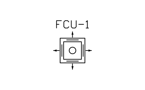 Fan coil, ceiling cassette 4-way sembolünün önizlemesi, blok HV_FCU_CASSETTE