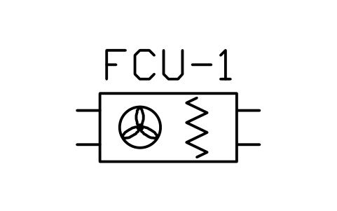 Fan coil, concealed ducted sembolünün önizlemesi, blok HV_FCU_DUCTED