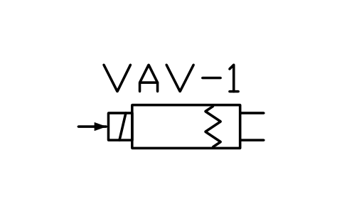 VAV terminal box with reheat coil sembolünün önizlemesi, blok HV_VAV_REHEAT
