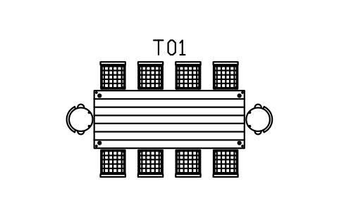 Anteprima del simbolo Tavolo in tavolacci 2600, dieci sedie, blocco IND_TABLE_10