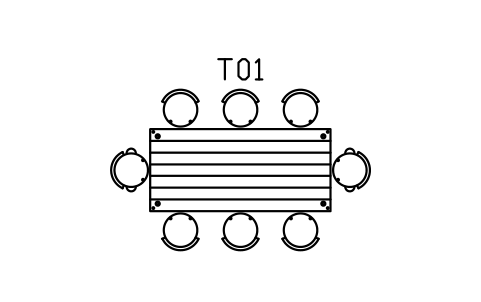 Anteprima del simbolo Tavolo in tavolacci 2200, otto sedie, blocco IND_TABLE_8