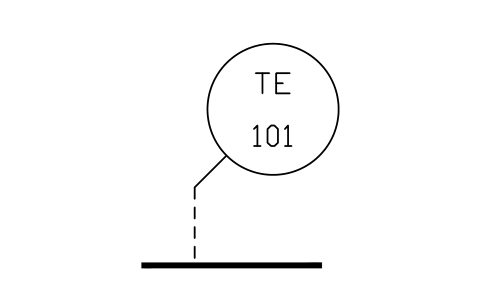 Temperature element, TE sembolünün önizlemesi, blok ISA_ELEM_TE_BUBBLE