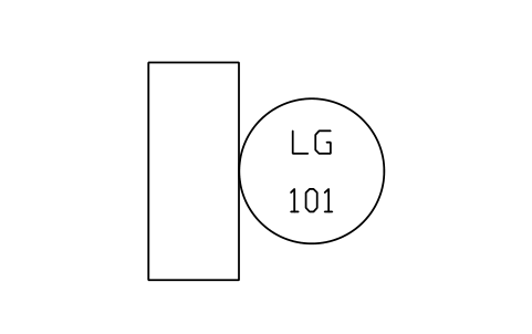 Level gage on vessel (LG) sembolünün önizlemesi, blok ISA_GAGE_LEVEL_INTEGRAL