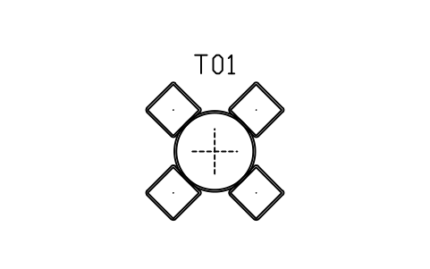 Preview of the Round table 1100, four cushions symbol, block JPN_TABLE_SET_ROUND