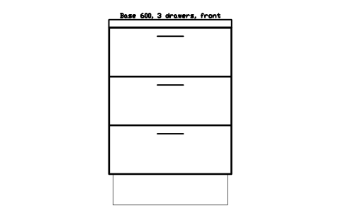 シンボル Base 600, 3 drawers, front のプレビュー（ブロック KBC_BASE_600_DR3）
