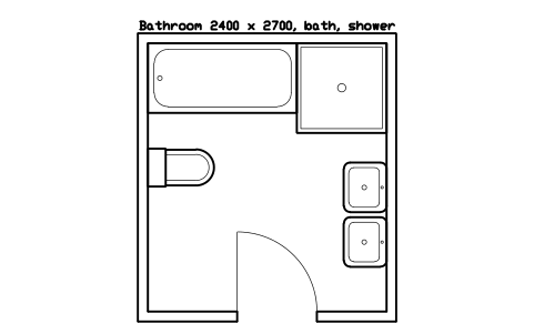 シンボル Bathroom 2400 x 2700, bath, shower のプレビュー（ブロック KBC_BATHROOM_2400X2700）