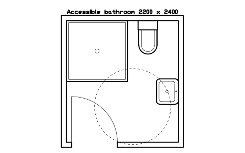 シンボル Accessible bathroom 2200 x 2400 のプレビュー（ブロック KBC_BATHROOM_ACCESS）