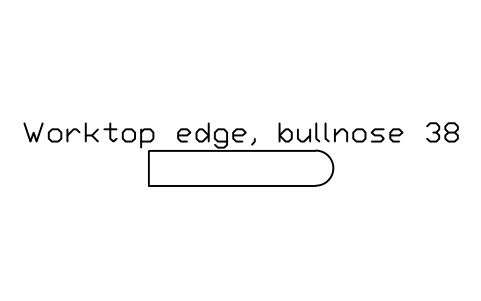 シンボル Worktop edge, bullnose 38 のプレビュー（ブロック KBC_EDGE_BULLNOSE）