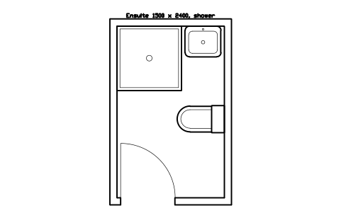 シンボル Ensuite 1500 x 2400, shower のプレビュー（ブロック KBC_ENSUITE_1500X2400）