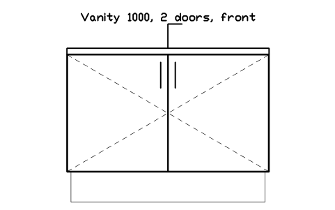 シンボル Vanity 1000, 2 doors, front のプレビュー（ブロック KBC_VANITY_1000_F）