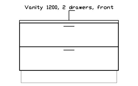 シンボル Vanity 1200, 2 drawers, front のプレビュー（ブロック KBC_VANITY_1200_DRAW）