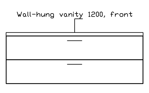 シンボル Wall-hung vanity 1200, front のプレビュー（ブロック KBC_VANITY_1200_HUNG）