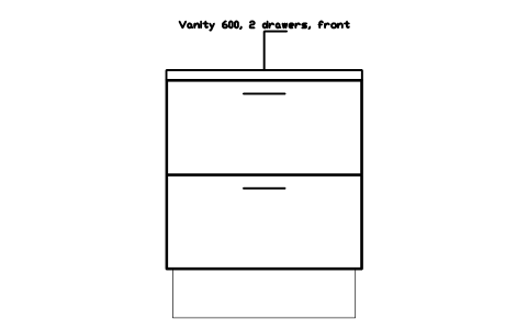 シンボル Vanity 600, 2 drawers, front のプレビュー（ブロック KBC_VANITY_600_DRAW）