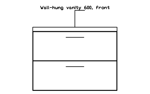 シンボル Wall-hung vanity 600, front のプレビュー（ブロック KBC_VANITY_600_HUNG）