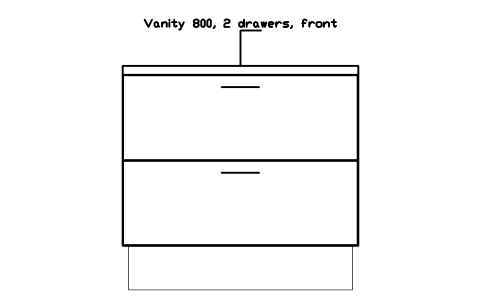 シンボル Vanity 800, 2 drawers, front のプレビュー（ブロック KBC_VANITY_800_DRAW）