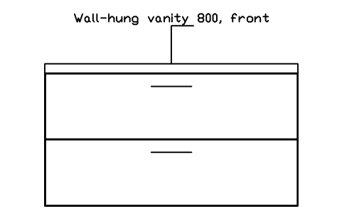 シンボル Wall-hung vanity 800, front のプレビュー（ブロック KBC_VANITY_800_HUNG）