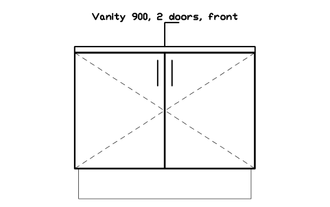 シンボル Vanity 900, 2 doors, front のプレビュー（ブロック KBC_VANITY_900_F）