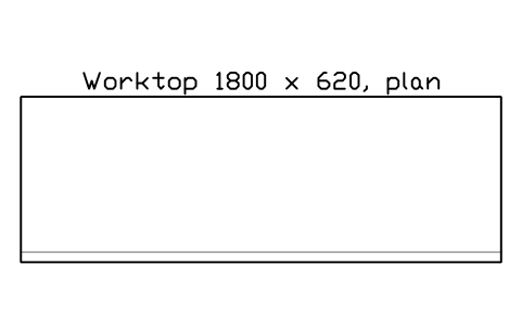 シンボル Worktop 1800 x 620, plan のプレビュー（ブロック KBC_WORKTOP_1800）