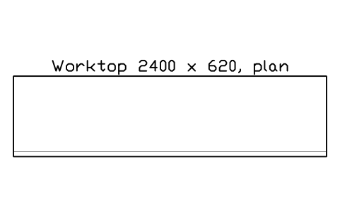 シンボル Worktop 2400 x 620, plan のプレビュー（ブロック KBC_WORKTOP_2400）