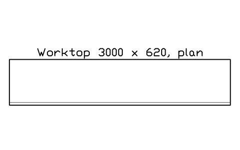シンボル Worktop 3000 x 620, plan のプレビュー（ブロック KBC_WORKTOP_3000）