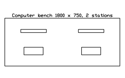 Preview of the Computer bench 1800 x 750, 2 stations symbol, block LAB_BENCH_COMPUTER