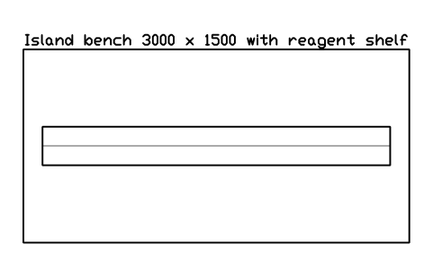 Preview of the Island bench 3000 x 1500 with reagent shelf symbol, block LAB_BENCH_ISLAND_3000