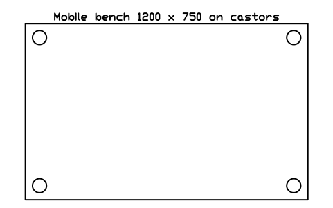 Preview of the Mobile bench 1200 x 750 on castors symbol, block LAB_BENCH_MOBILE