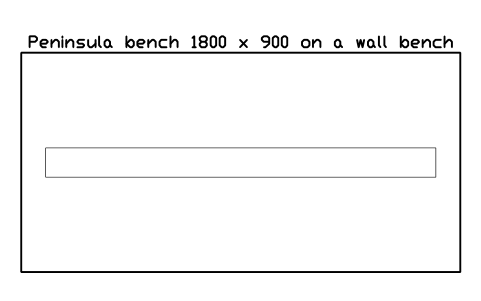 Preview of the Peninsula bench 1800 x 900 on a wall bench symbol, block LAB_BENCH_PENINSULA