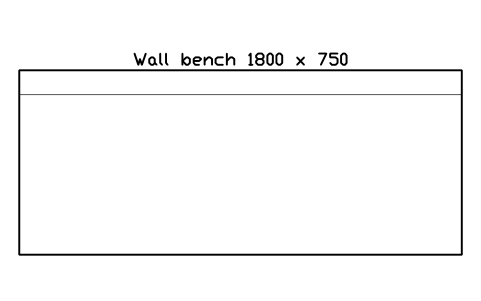 Preview of the Wall bench 1800 x 750 symbol, block LAB_BENCH_WALL_1800