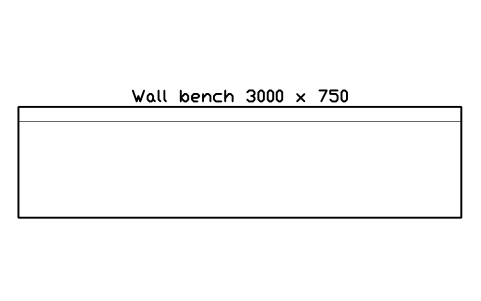 Preview of the Wall bench 3000 x 750 symbol, block LAB_BENCH_WALL_3000