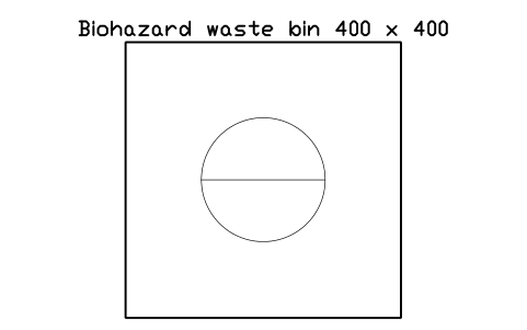 Preview of the Biohazard waste bin 400 x 400 symbol, block LAB_BIN_BIOHAZARD