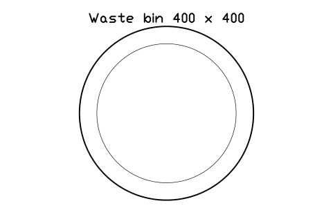 Preview of the Waste bin 400 x 400 symbol, block LAB_BIN_WASTE