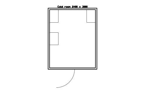 Preview of the Cold room 2400 x 3000 symbol, block LAB_COLD_ROOM