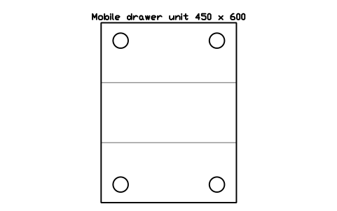 Preview of the Mobile drawer unit 450 x 600 symbol, block LAB_DRAWER_MOBILE
