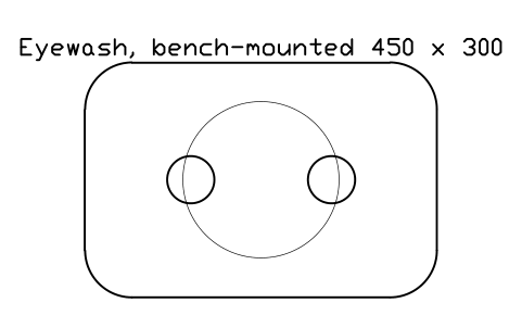 Preview of the Eyewash, bench-mounted 450 x 300 symbol, block LAB_EYEWASH_BENCH