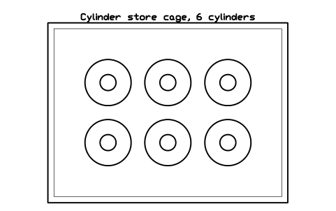 Preview of the Cylinder store cage, 6 cylinders symbol, block LAB_GAS_CAGE_6