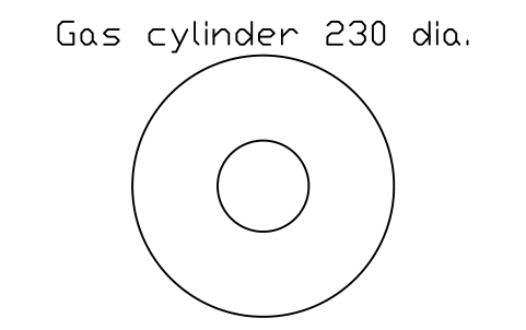 Preview of the Gas cylinder 230 dia. symbol, block LAB_GAS_CYLINDER