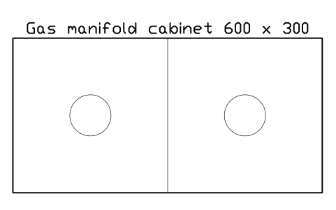 Preview of the Gas manifold cabinet 600 x 300 symbol, block LAB_GAS_MANIFOLD