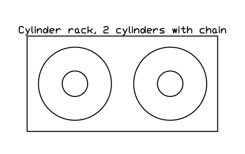 Preview of the Cylinder rack, 2 cylinders with chain symbol, block LAB_GAS_RACK_2