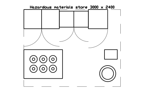 Preview of the Hazardous materials store 3000 x 2400 symbol, block LAB_LAYOUT_HAZARD_STORE