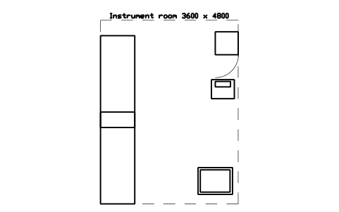 Preview of the Instrument room 3600 x 4800 symbol, block LAB_LAYOUT_INSTRUMENT_ROOM