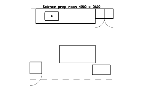 Preview of the Science prep room 4200 x 3600 symbol, block LAB_LAYOUT_PREP_ROOM