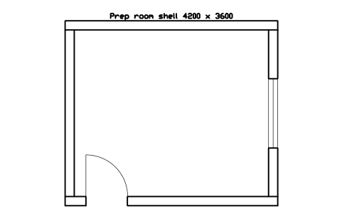 Preview of the Prep room shell 4200 x 3600 symbol, block LAB_ROOM_PREP